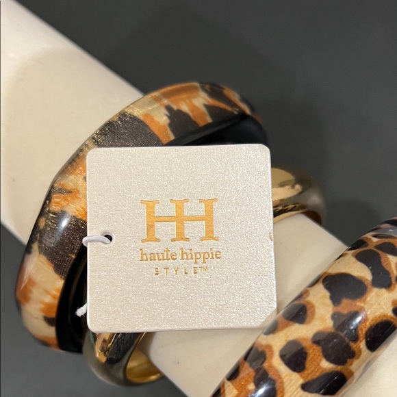 Haute Hippie | Leopard/Gold/Tiger Print Bangle Trio Set - Picture 2 of 14